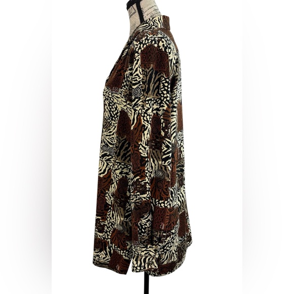 Michele Leslie California VINTAGE 90s Safari Patchwork Button-Down Blouse Size M - Picture 5 of 10